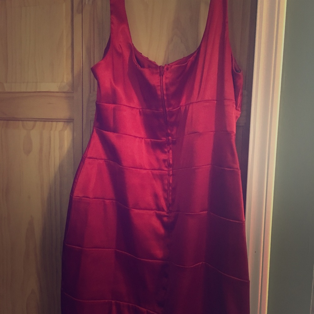 Red satin cocktail dress
